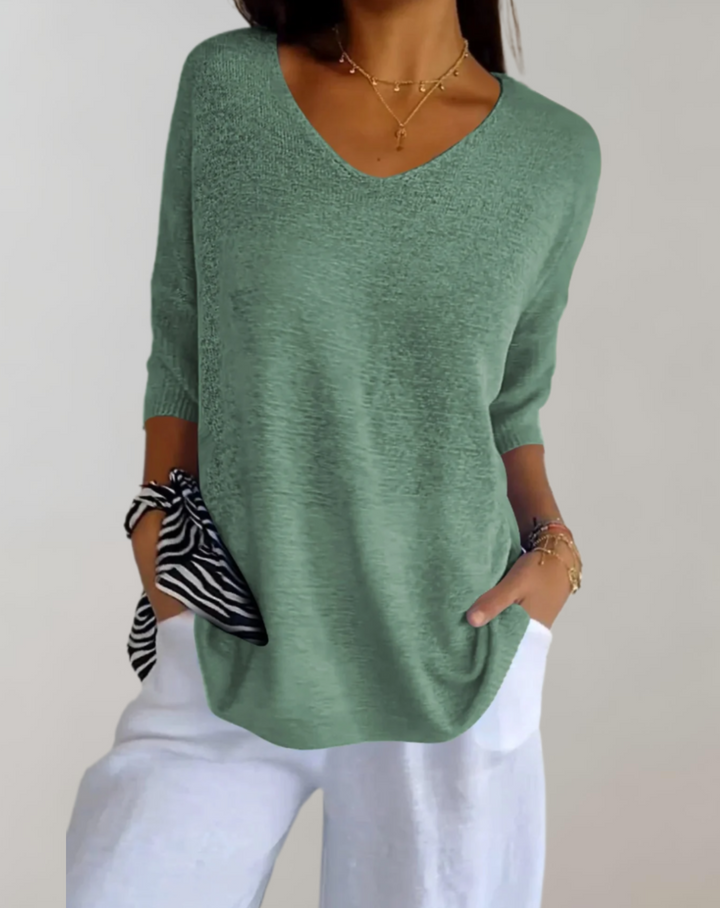Rose | Luxurious V-Neck Knit Top