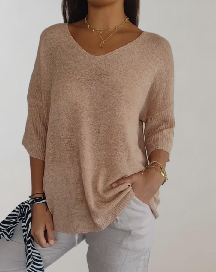 Rose | Luxurious V-Neck Knit Top