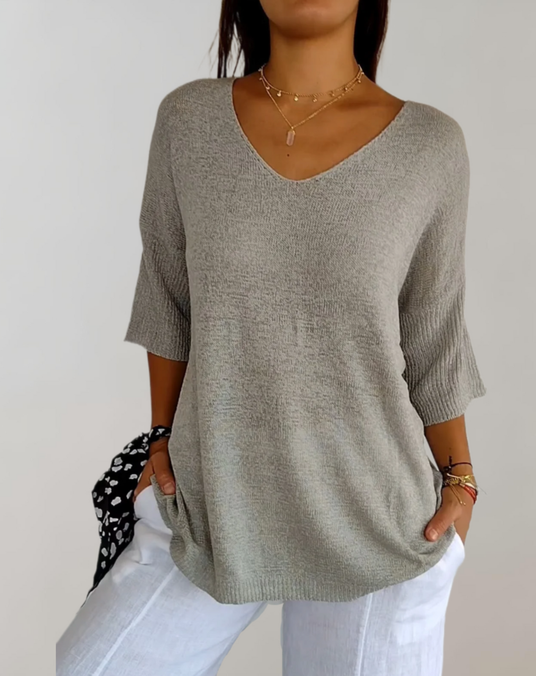 Rose | Luxurious V-Neck Knit Top