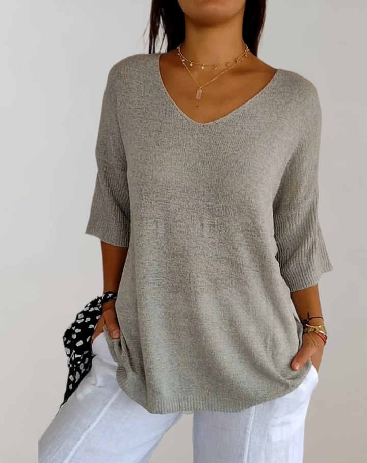Rose | Luxurious V-Neck Knit Top