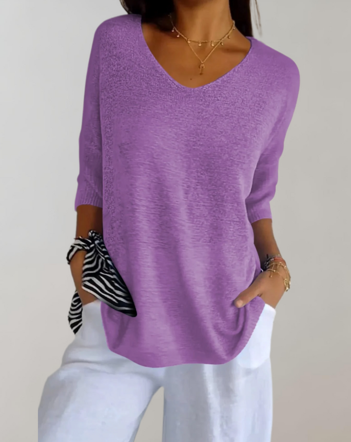 Rose | Luxurious V-Neck Knit Top