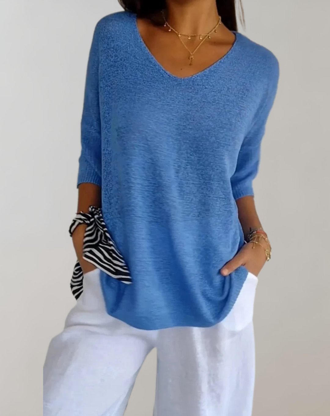 Rose | Luxurious V-Neck Knit Top