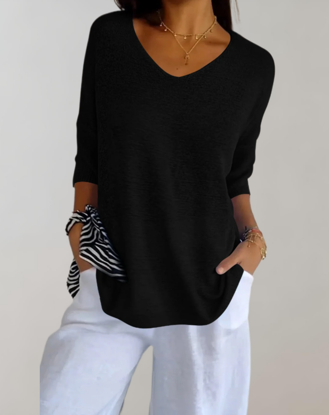 Rose | Luxurious V-Neck Knit Top