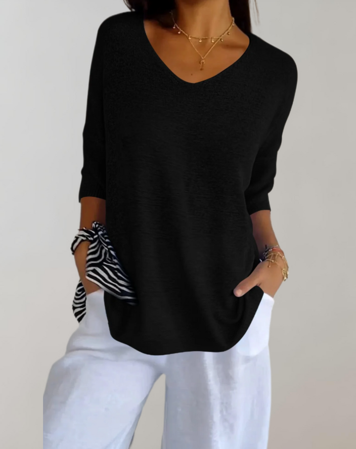 Rose | Luxurious V-Neck Knit Top